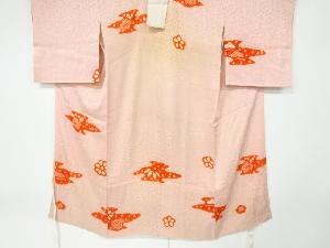 アンティーク　紋錦紗絞り霞に花模様長襦袢